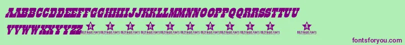 LikePersonal-Schriftart – Violette Schriften auf grünem Hintergrund