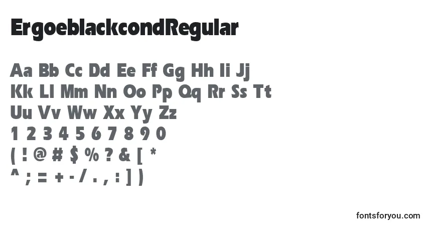 A fonte ErgoeblackcondRegular – alfabeto, números, caracteres especiais