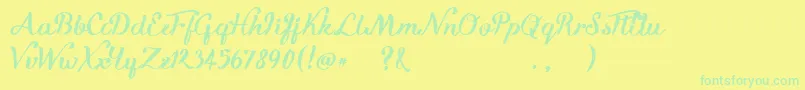 KikeletBrush-Schriftart – Grüne Schriften auf gelbem Hintergrund