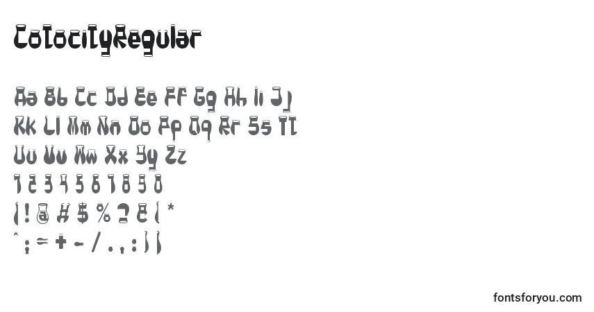 A fonte CotocityRegular – alfabeto, números, caracteres especiais