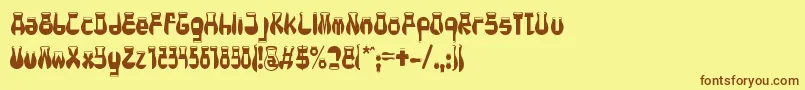 フォントCotocityRegular – 茶色の文字が黄色の背景にあります。