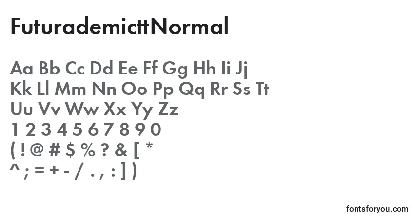 A fonte FuturademicttNormal – alfabeto, números, caracteres especiais