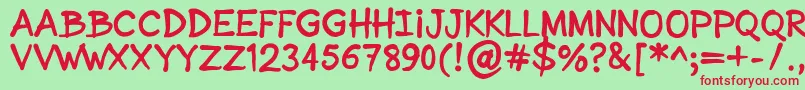 SonicComic Font – Red Fonts on Green Background