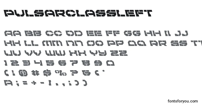 Pulsarclassleft-fontti – aakkoset, numerot, erikoismerkit