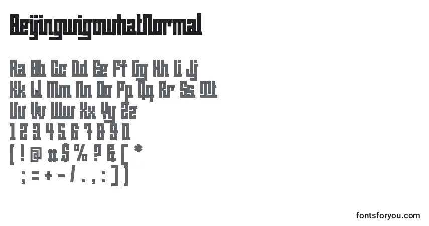 Czcionka BeijingwigowhatNormal – alfabet, cyfry, specjalne znaki