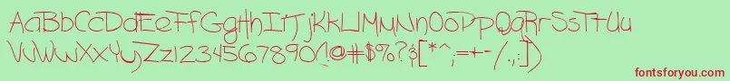 AshleyRegular-Schriftart – Rote Schriften auf grünem Hintergrund