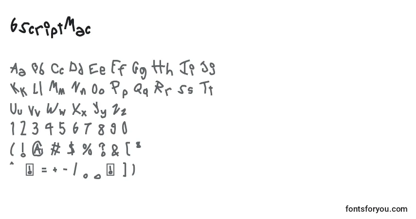 Czcionka 6ScriptMac – alfabet, cyfry, specjalne znaki