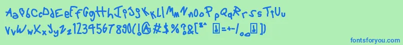Шрифт 6ScriptMac – синие шрифты на зелёном фоне