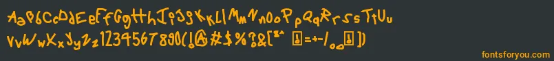 6ScriptMac-fontti – oranssit fontit mustalla taustalla