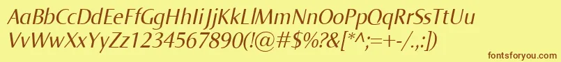 NormaItalic-fontti – ruskeat fontit keltaisella taustalla