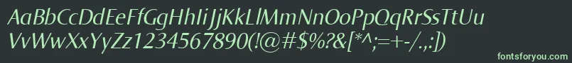 NormaItalic-fontti – vihreät fontit mustalla taustalla