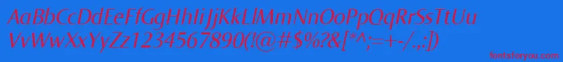 NormaItalic-Schriftart – Rote Schriften auf blauem Hintergrund