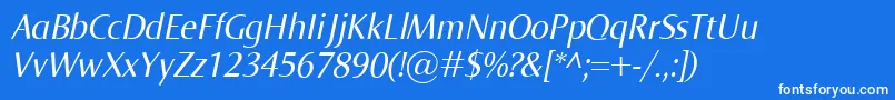 NormaItalic-fontti – valkoiset fontit sinisellä taustalla
