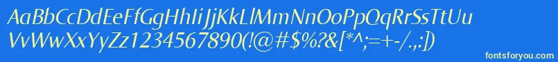 Fonte NormaItalic – fontes amarelas em um fundo azul