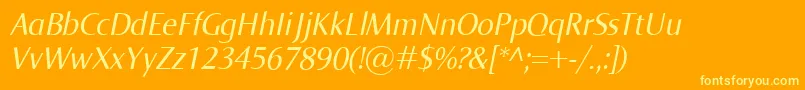 NormaItalic-Schriftart – Gelbe Schriften auf orangefarbenem Hintergrund