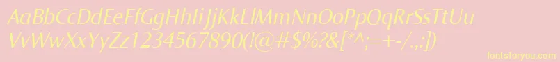 NormaItalic-fontti – keltaiset fontit vaaleanpunaisella taustalla