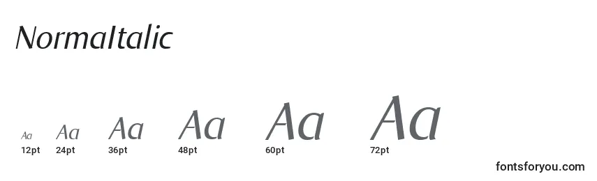 Размеры шрифта NormaItalic