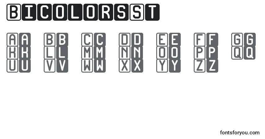 Czcionka BicolorsSt – alfabet, cyfry, specjalne znaki