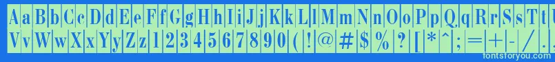 Czcionka BodonicameoCyrillic – zielone czcionki na niebieskim tle