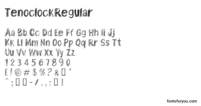 TenoclockRegularフォント–アルファベット、数字、特殊文字