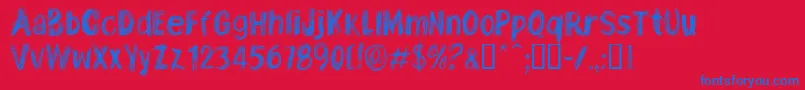 TenoclockRegular-Schriftart – Blaue Schriften auf rotem Hintergrund