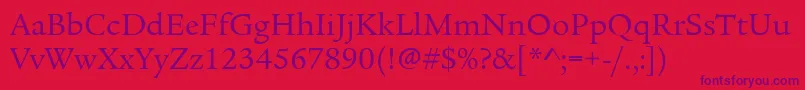 LegacySerifItcBook Font – Purple Fonts on Red Background