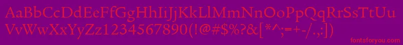 フォントLegacySerifItcBook – 紫の背景に赤い文字