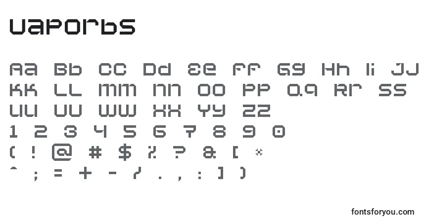 Schriftart Vaporbs – Alphabet, Zahlen, spezielle Symbole