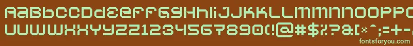 フォントVaporbs – 緑色の文字が茶色の背景にあります。