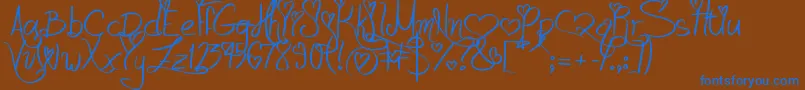 LoveAndPassion Font – Blue Fonts on Brown Background