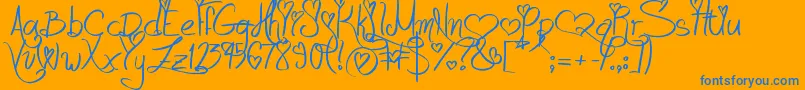 LoveAndPassion Font – Blue Fonts on Orange Background