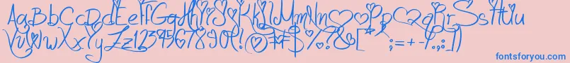 LoveAndPassion Font – Blue Fonts on Pink Background