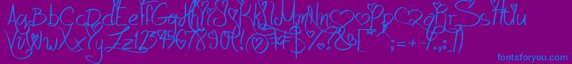 LoveAndPassion Font – Blue Fonts on Purple Background