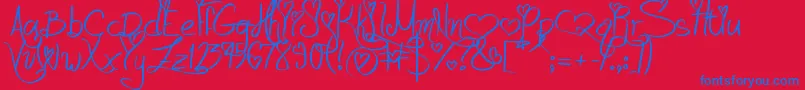 LoveAndPassion Font – Blue Fonts on Red Background