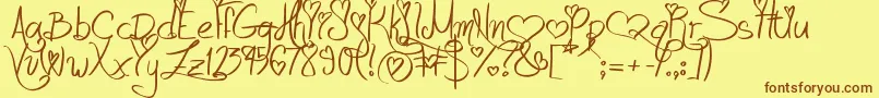 LoveAndPassion Font – Brown Fonts on Yellow Background