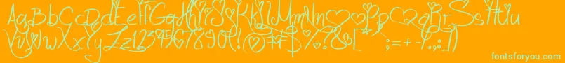 LoveAndPassion Font – Green Fonts on Orange Background