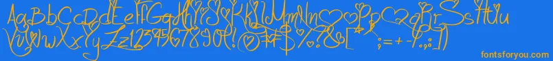 LoveAndPassion Font – Orange Fonts on Blue Background
