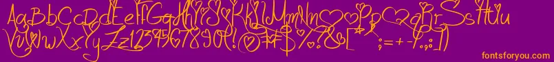 LoveAndPassion Font – Orange Fonts on Purple Background
