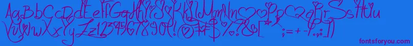 LoveAndPassion Font – Purple Fonts on Blue Background