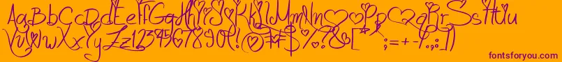LoveAndPassion Font – Purple Fonts on Orange Background