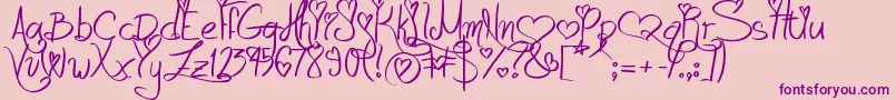 LoveAndPassion Font – Purple Fonts on Pink Background