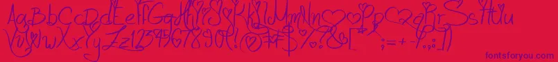 LoveAndPassion Font – Purple Fonts on Red Background