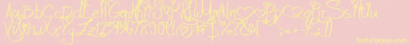 フォントLoveAndPassion – 黄色のフォント、ピンクの背景