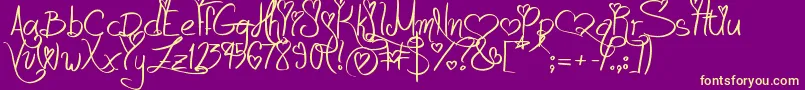 fuente LoveAndPassion – Fuentes Amarillas Sobre Fondo Morado