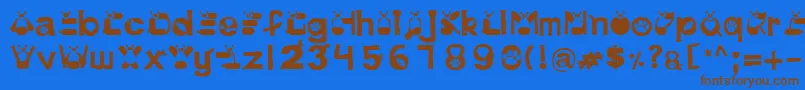 フォントPinkPanda – 茶色の文字が青い背景にあります。