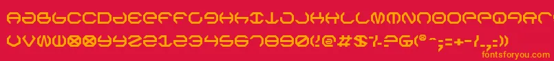 OmegaSentry-Schriftart – Orangefarbene Schriften auf rotem Hintergrund