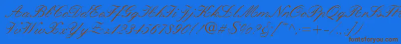 Fonte QuillScriptSsi – fontes marrons em um fundo azul