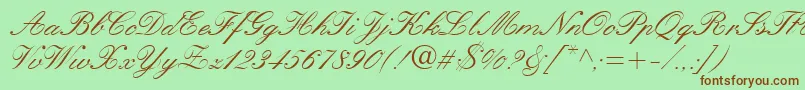 QuillScriptSsi Font – Brown Fonts on Green Background