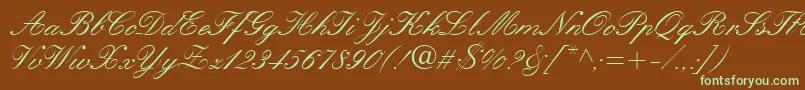 QuillScriptSsi Font – Green Fonts on Brown Background