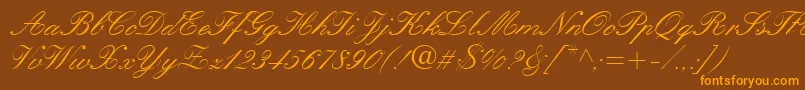 QuillScriptSsi Font – Orange Fonts on Brown Background